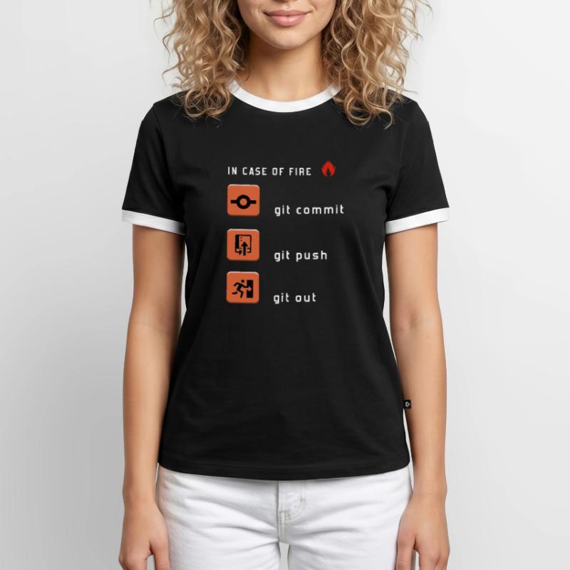 Git Commit Git Push Git Out T-shirt contrasté Homme