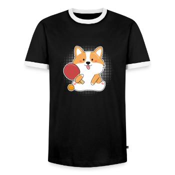 Tischtennis - Männer Kontrast-T-Shirt - Schwarz/Weiß - Vorne - AI Model Female 172 light (172cm) & AI Model Male 178 light (178cm)