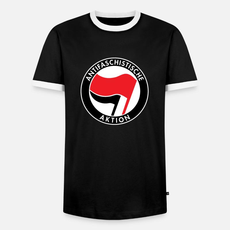 Action antifasciste, Logo Antifa, Drapeaux - T-shirt contrasté Homme - noir/blanc