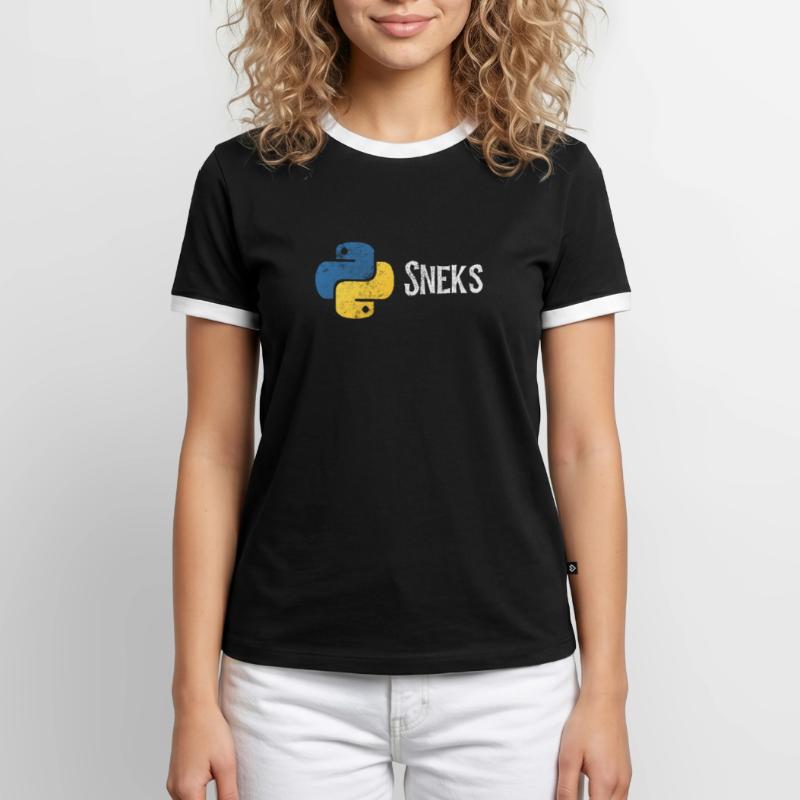 Lustige Python-Programmierer-Programmierung in Not Männer Kontrast-T-Shirt