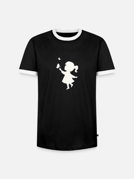 Mädchen mit Schmetterlingen - Männer Kontrast-T-Shirt - Schwarz/Weiß