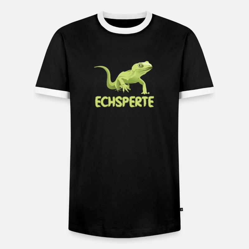 Echsperte Echse Experte Gecko Reptil - Männer Kontrast-T-Shirt - Schwarz/Weiß