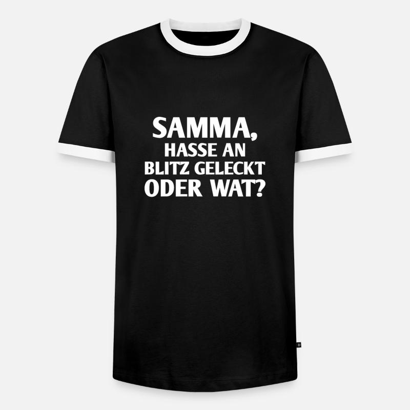 Ruhrpott Spruch Hasse am Blitz geleckt oder wat - Männer Kontrast-T-Shirt - Schwarz/Weiß