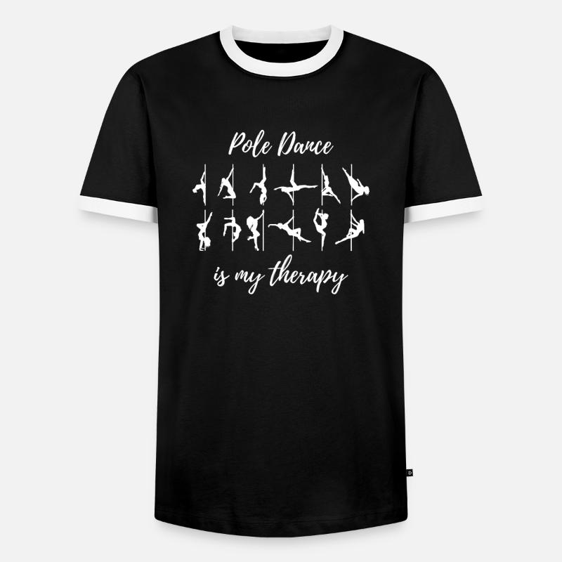 Pole dance is my therapy Pole dancing - Men's Ringer Shirt - black/white