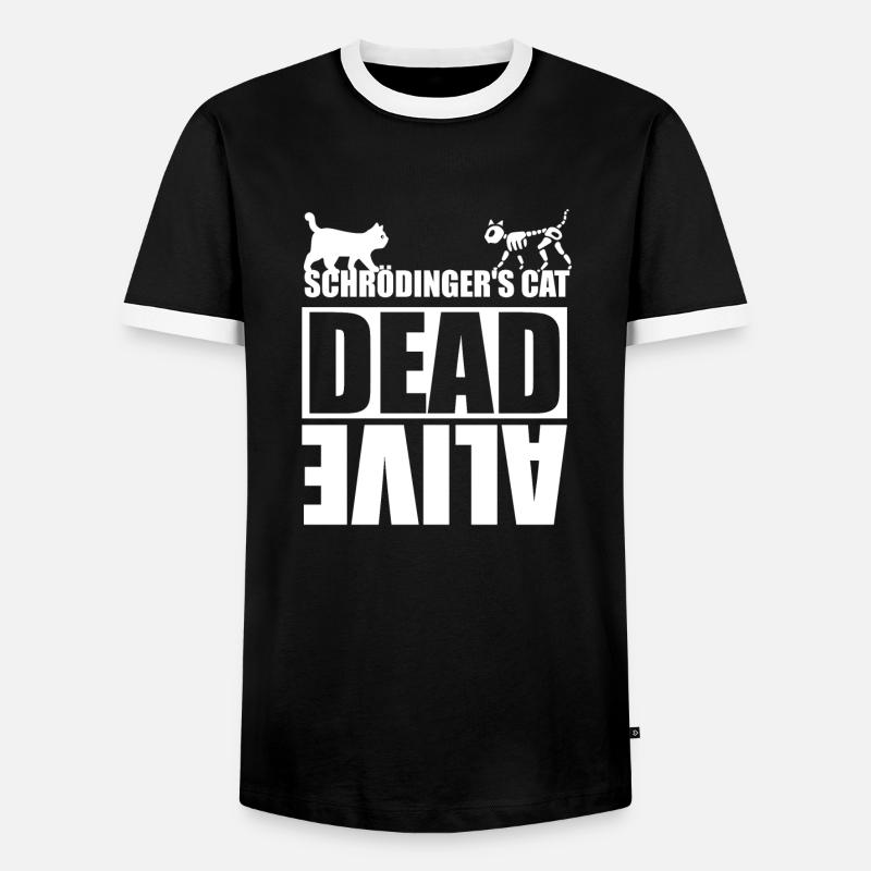 Schrödinger Katze tot oder lebendig - Männer Kontrast-T-Shirt - Schwarz/Weiß