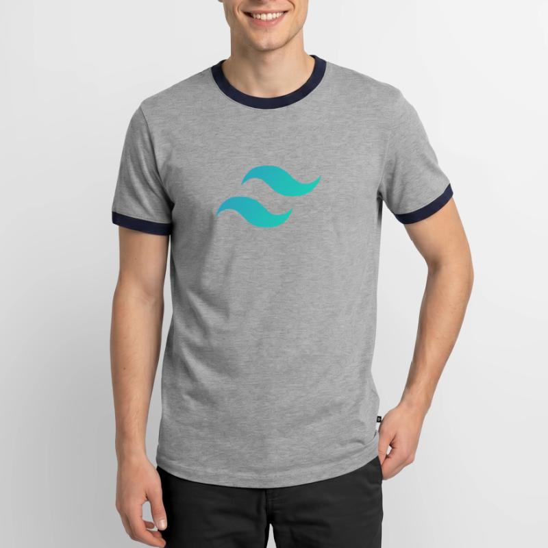 Tailwind CSS Mark - Codeur de programmeur de cadre CSS T-shirt contrasté Homme