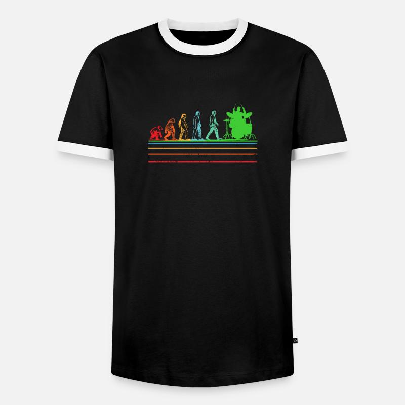 Drummer Evolution... Drummer - Men's Ringer Shirt - black/white
