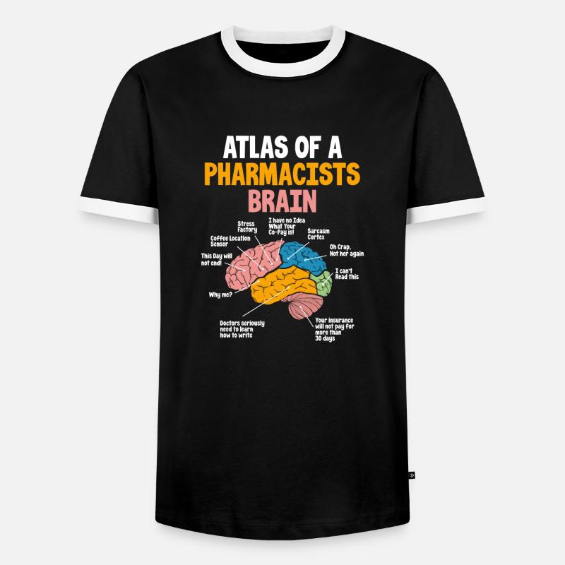 Pharmacists brain Pharmacy Technician Stud - Men's Ringer Shirt - black/white