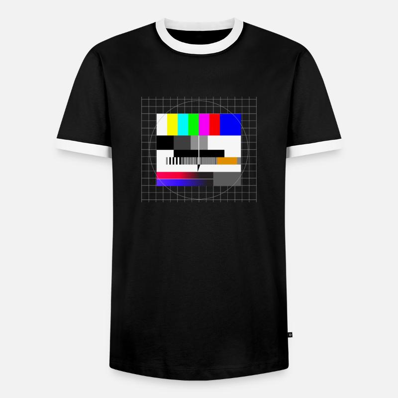 Retro test pattern - Men's Ringer Shirt - black/white