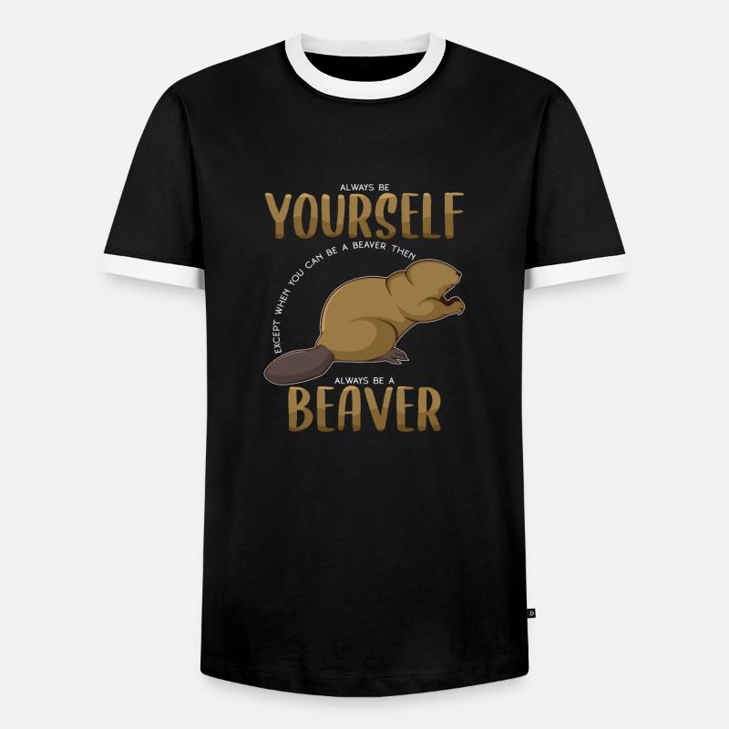 Sei ein Biber - Männer Kontrast-T-Shirt - Schwarz/Weiß