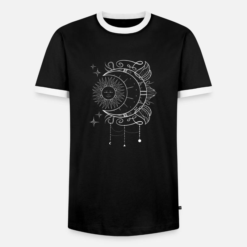 Boho moon - Männer Kontrast-T-Shirt - Schwarz/Weiß
