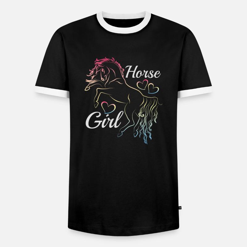 Pferdemädchen Regenbogen Silhouette Geschenkidee - Männer Kontrast-T-Shirt - Schwarz/Weiß
