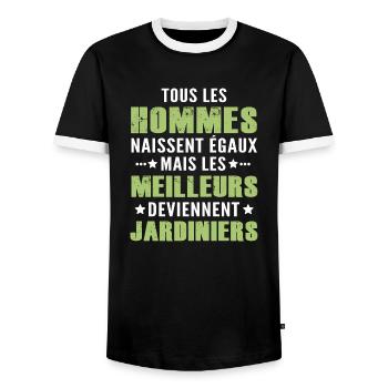 homme humour jardinier / meilleur jardinier - T-shirt contrasté Homme - noir/blanc - Devant - AI Model Female 172 light (172cm) & AI Model Male 178 light (178cm)