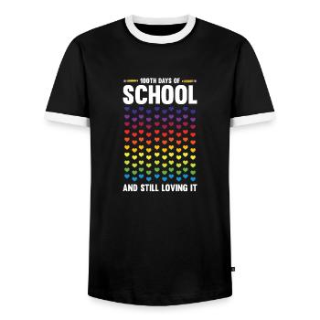 100 Days School Teacher School Day Student Gift - Men's Ringer Shirt - black/white - Front - AI Model Female 172 light (172cm) & AI Model Male 178 light (178cm)