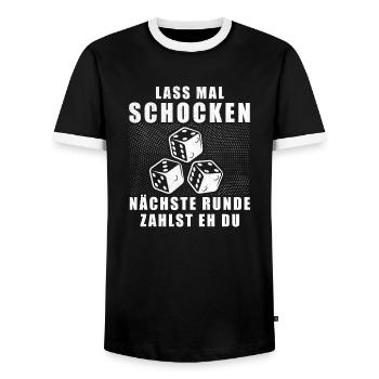 Schocken, Würfelspiel, Trinkspiel Lustige Sprüche - Männer Kontrast-T-Shirt - Schwarz/Weiß - Vorne - AI Model Female 172 light (172cm) & AI Model Male 178 light (178cm)