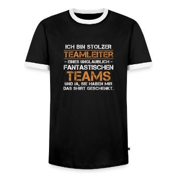 Teamleiter Lustig Team Geschenk Produktionsfirma - Männer Kontrast-T-Shirt - Schwarz/Weiß - Vorne - AI Model Female 172 light (172cm) & AI Model Male 178 light (178cm)