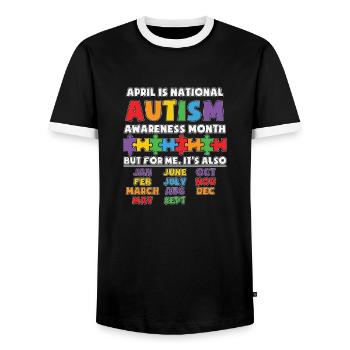 Autism Autistic Asberger Autism Awareness Puzzle - Men's Ringer Shirt - black/white - Front - AI Model Female 172 light (172cm) & AI Model Male 178 light (178cm)