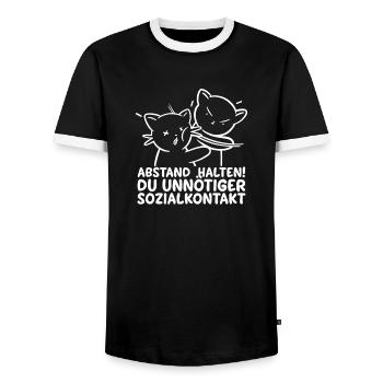 Du Unnötiger Sozialkontakt Abstand Halten Katze - Männer Kontrast-T-Shirt - Schwarz/Weiß - Vorne - AI Model Female 172 light (172cm) & AI Model Male 178 light (178cm)