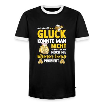 Honig Imker Biene - Männer Kontrast-T-Shirt - Schwarz/Weiß - Vorne - AI Model Female 172 light (172cm) & AI Model Male 178 light (178cm)