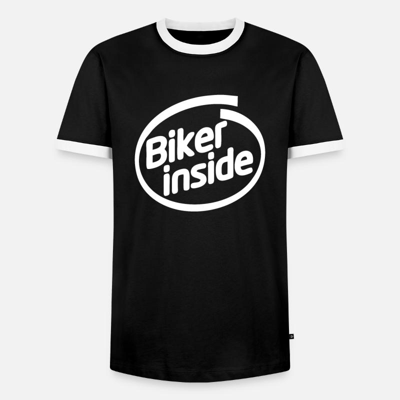 BIKER INSIDE - Männer Kontrast-T-Shirt - Schwarz/Weiß