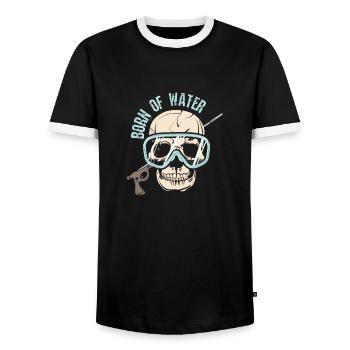 Speargun Spearfishing Skull Freediver - Männer Kontrast-T-Shirt - Schwarz/Weiß - Vorne - AI Model Female 172 light (172cm) & AI Model Male 178 light (178cm)