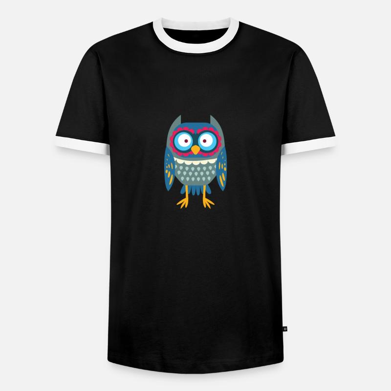 Eule - Männer Kontrast-T-Shirt - Schwarz/Weiß