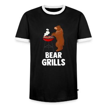 Bear Grills - Männer Kontrast-T-Shirt - Schwarz/Weiß - Vorne - AI Model Female 172 light (172cm) & AI Model Male 178 light (178cm)