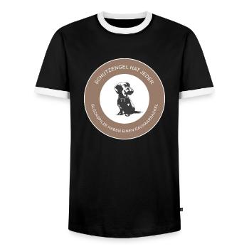 Schutzengel Rauhaardackel Dackel Dachshund Teckel - Männer Kontrast-T-Shirt - Schwarz/Weiß - Vorne - AI Model Female 172 light (172cm) & AI Model Male 178 light (178cm)