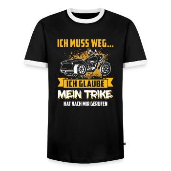 Ich muss zu meinem Trike Triker Dreirad Fahrer - Männer Kontrast-T-Shirt - Schwarz/Weiß - Vorne - AI Model Female 172 light (172cm) & AI Model Male 178 light (178cm)