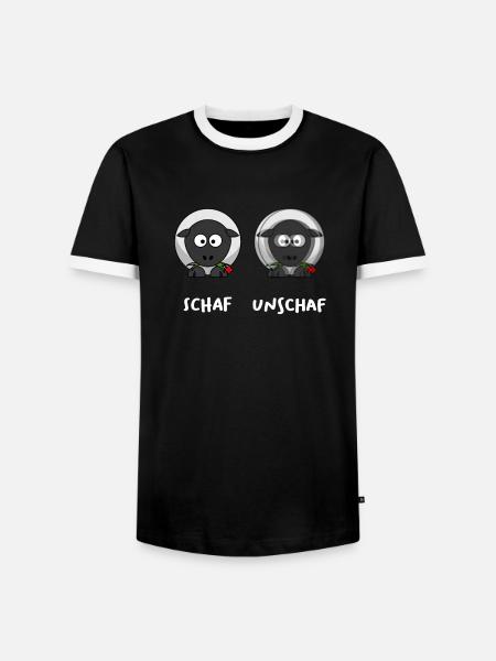 lustiges schaf unschaf T-Shirt - Männer Kontrast-T-Shirt - Schwarz/Weiß