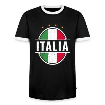 ITALIA Fußball Italien - Männer Kontrast-T-Shirt - Schwarz/Weiß - Vorne - AI Model Female 172 light (172cm) & AI Model Male 178 light (178cm)
