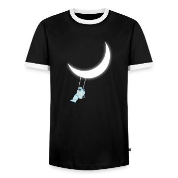 Astronaut swing moon - Men's Ringer Shirt - black/white - Front - AI Model Female 172 light (172cm) & AI Model Male 178 light (178cm)