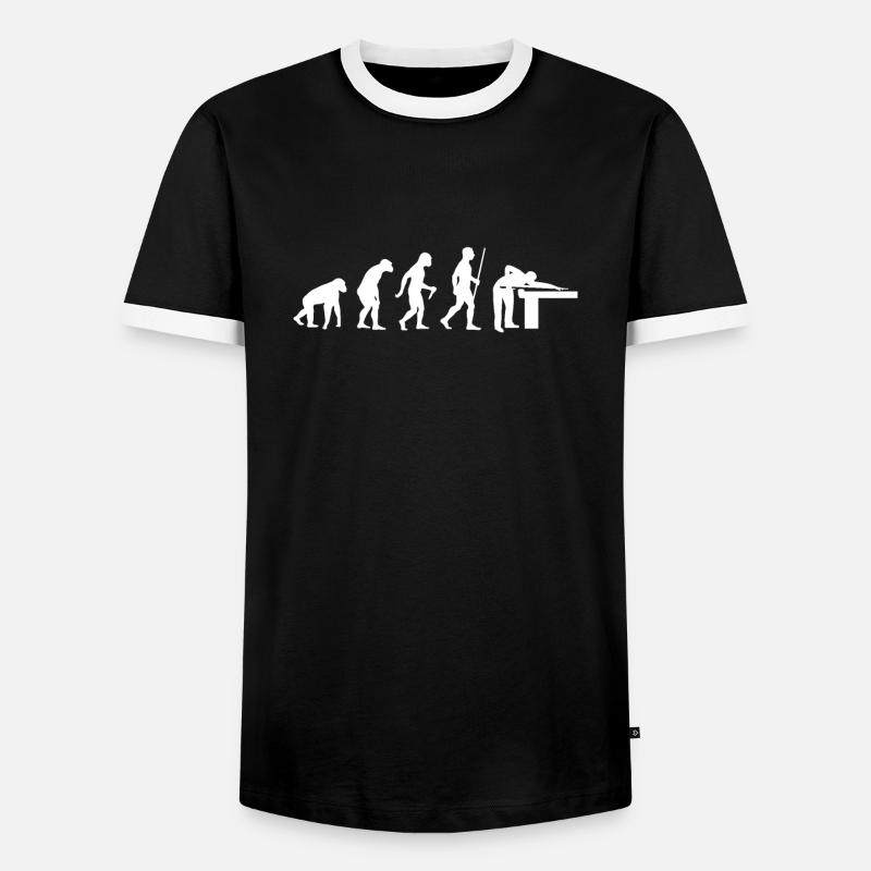 Billard Evolution Billardspieler - Männer Kontrast-T-Shirt - Schwarz/Weiß