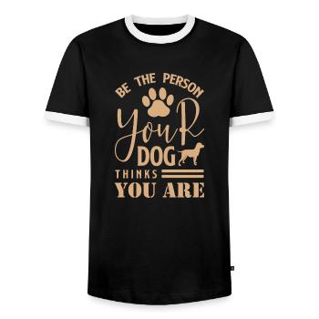 Be The Person Your Dog Thinks You Are 01 - T-shirt contrasté Homme - noir/blanc - Devant - AI Model Female 172 light (172cm) & AI Model Male 178 light (178cm)