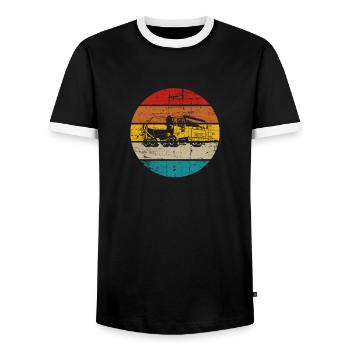 Concrete Mixer Construction Site Mixer Retro Gift - Men's Ringer Shirt - black/white - Front - AI Model Female 172 light (172cm) & AI Model Male 178 light (178cm)