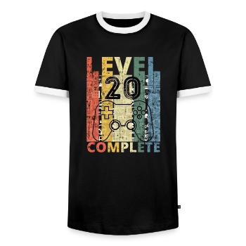 20. Geburtstag 20th birthday Gift - Men's Ringer Shirt - black/white - Front - AI Model Female 172 light (172cm) & AI Model Male 178 light (178cm)