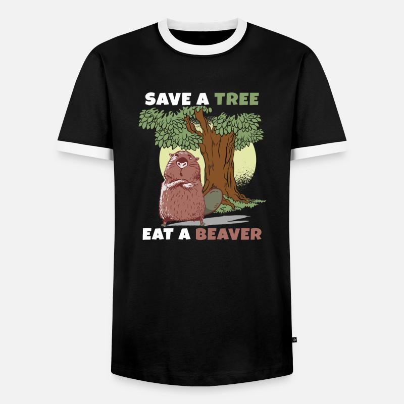 Biber Nagetier Bäume Bibertier Geschenkidee - Männer Kontrast-T-Shirt - Schwarz/Weiß