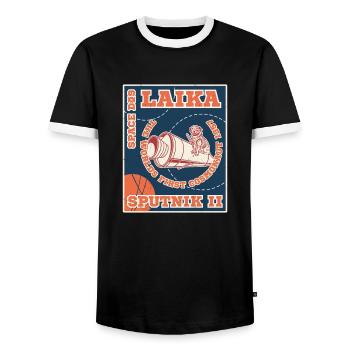 Laika Spoutnik 2 Chien Espace Russie URSS - T-shirt contrasté Homme - noir/blanc - Devant - AI Model Female 172 light (172cm) & AI Model Male 178 light (178cm)
