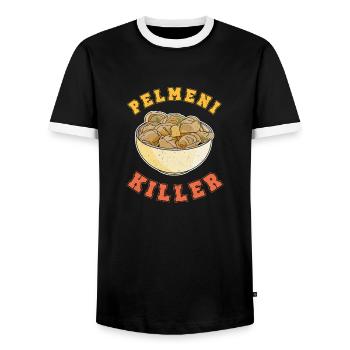 Pelmeni killer Russianlife Russia USSR Küche - Männer Kontrast-T-Shirt - Schwarz/Weiß - Vorne - AI Model Female 172 light (172cm) & AI Model Male 178 light (178cm)