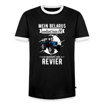 Mein Belarus Traktor MTZ USSR - Männer Kontrast-T-Shirt - Schwarz/Weiß - Vorne - AI Model Female 172 light (172cm) & AI Model Male 178 light (178cm)