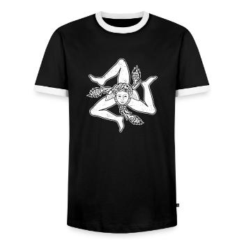 Sicilia Italia Coat of Arms Flag Palermo - Men's Ringer Shirt - black/white - Front - AI Model Female 172 light (172cm) & AI Model Male 178 light (178cm)