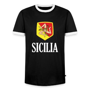 Sicilia Palermo Italian Coat of Arms Sicily - Men's Ringer Shirt - black/white - Front - AI Model Female 172 light (172cm) & AI Model Male 178 light (178cm)