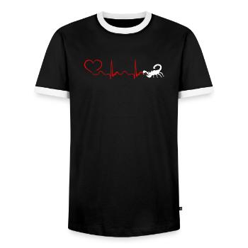 Heartbeat Scorpio T-Shirt - Men's Ringer Shirt - black/white - Front - AI Model Female 172 light (172cm) & AI Model Male 178 light (178cm)
