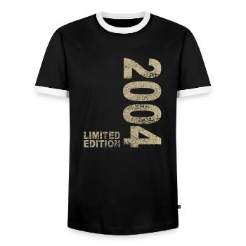 18th birthday gift eighteen 2004 - Men's Ringer Shirt - black/white - Front - AI Model Female 172 light (172cm) & AI Model Male 178 light (178cm)