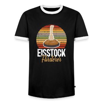 Retro Eisstockschießen Eisstock Flüsterer Stocksch - Männer Kontrast-T-Shirt - Schwarz/Weiß - Vorne - AI Model Female 172 light (172cm) & AI Model Male 178 light (178cm)