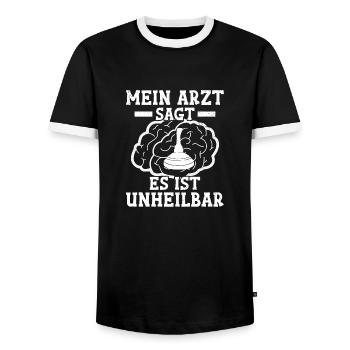Eisstockschießen unheilbar Stockschießen Eisstock - Männer Kontrast-T-Shirt - Schwarz/Weiß - Vorne - AI Model Female 172 light (172cm) & AI Model Male 178 light (178cm)