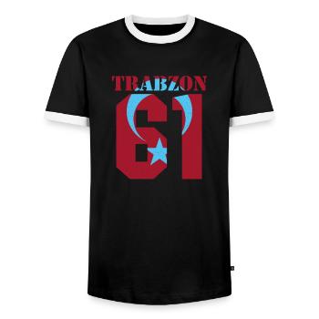 Trabzon 61 Trabzonlu Göktürkisch Turkey Memleket - Men's Ringer Shirt - black/white - Front - AI Model Female 172 light (172cm) & AI Model Male 178 light (178cm)