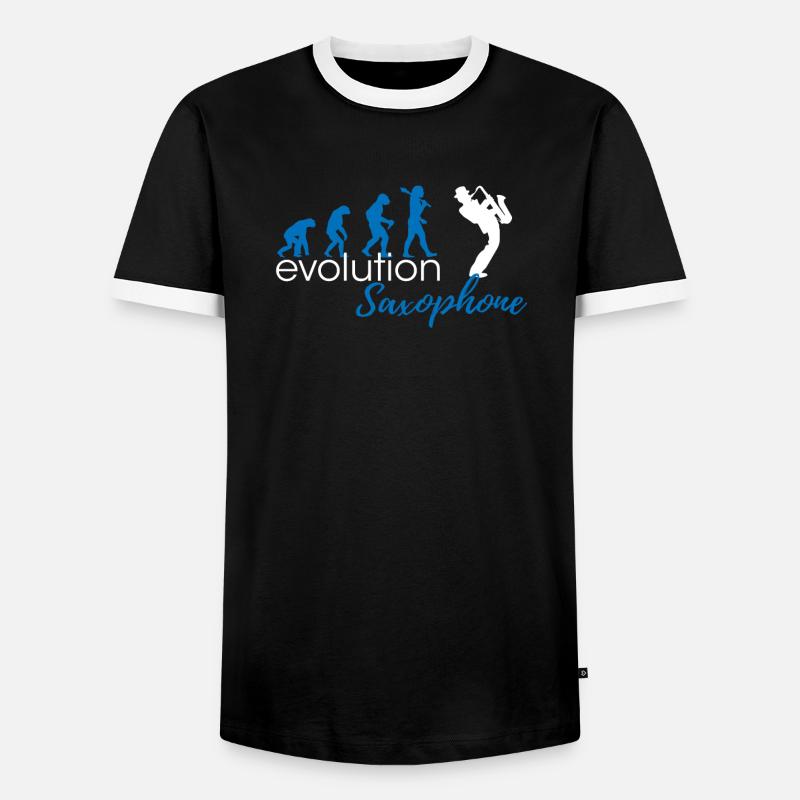 Saxophone Evolution - Männer Kontrast-T-Shirt - Schwarz/Weiß