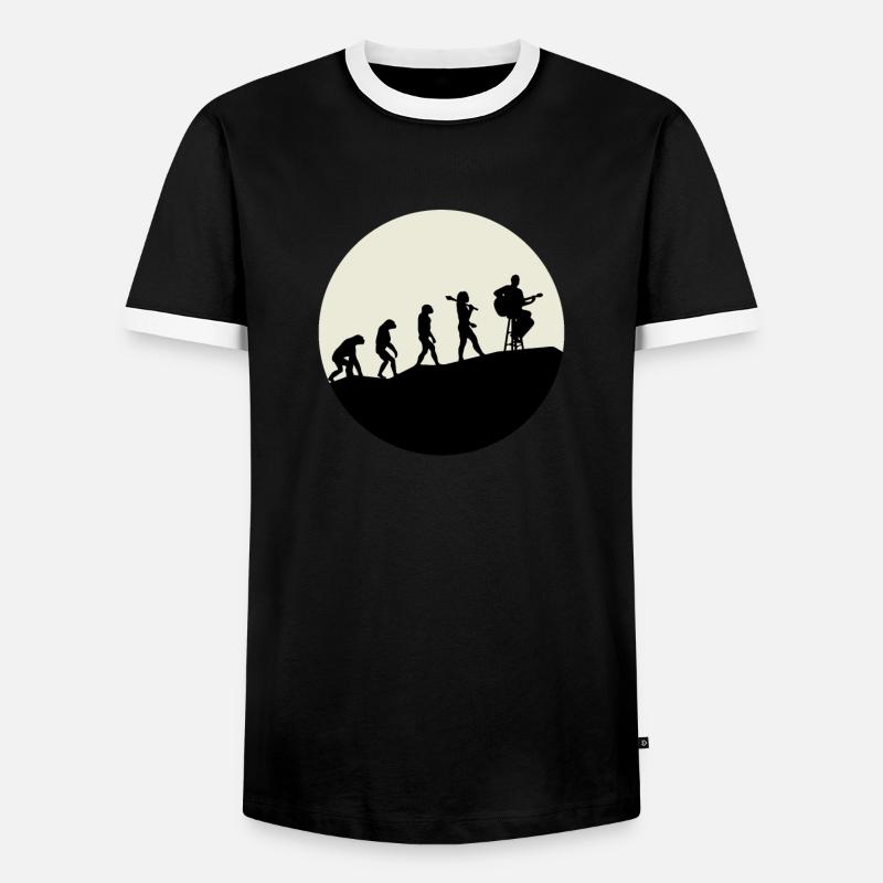 Guitarists Evolution Moon - Männer Kontrast-T-Shirt - Schwarz/Weiß