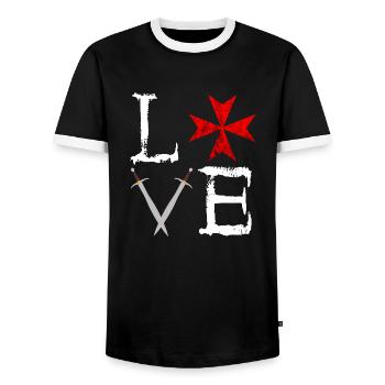 Ritterorden Johanniterorden Deus Vult Tempel Ritte - Männer Kontrast-T-Shirt - Schwarz/Weiß - Vorne - AI Model Female 172 light (172cm) & AI Model Male 178 light (178cm)